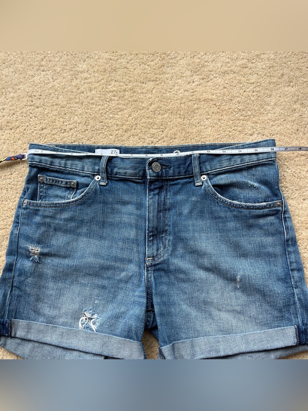 ⭐️GAP Sexy Boyfriend Cuffed Distressed Cotton Blue Jean Shorts - Size 27 - VGUC - Picture 8 of 9